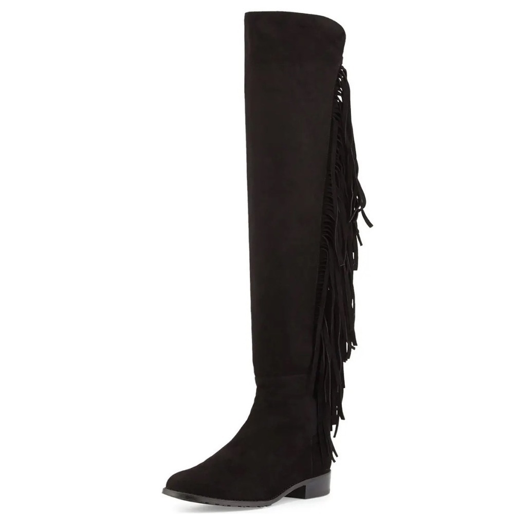 Stuart Weitzman Mane Fringe Black Suede Knee Boot size 6 - Picture 3 of 14